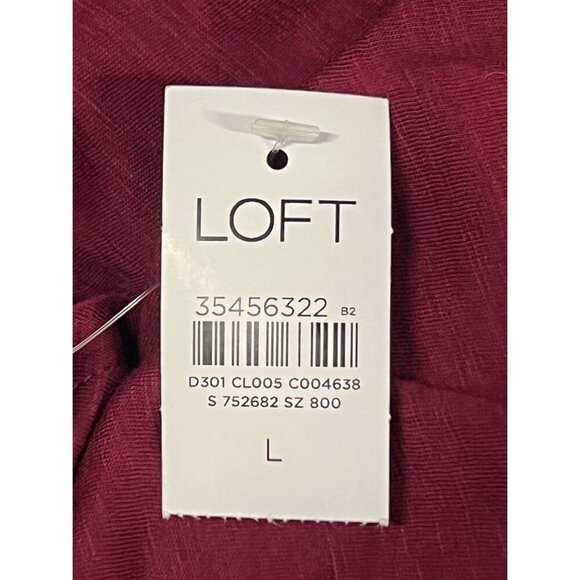 Loft Womens Burgundy Top Striped Balloon Sleeve Tie Back Long Sleeve Stripe New - Picture 7 of 8
